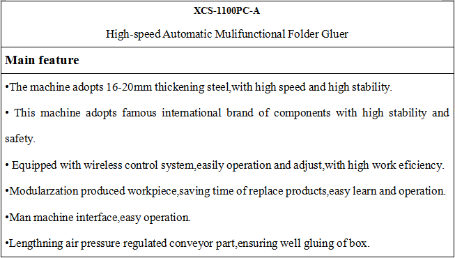 XCS-1100PC-A Automatic Folder Gluer