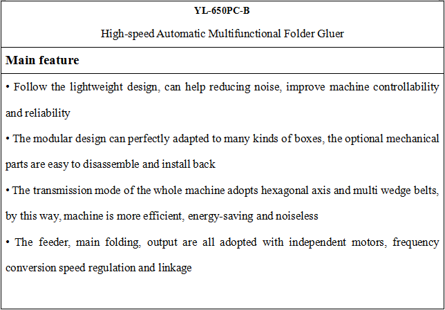 YL-650PC-B Carton Box Folder and Gluer Machine