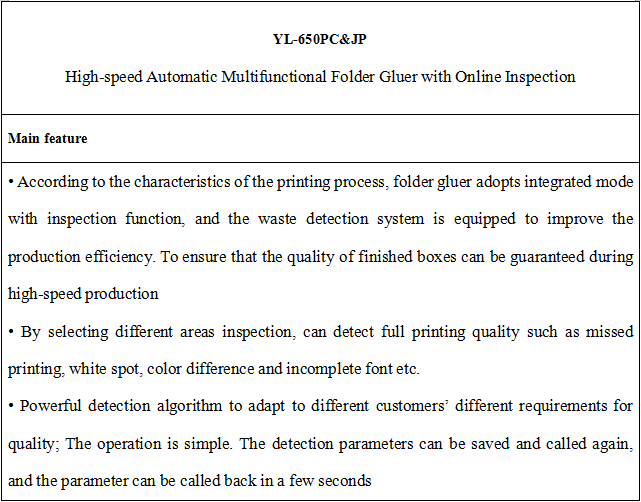 YL-650PCJP High-speed Automatic Folder Gluer with Inspection