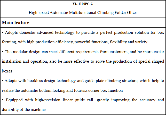 YL-1100PC-C Carton And Corrugated High-speed Automatic Folder Gluer With Climbing Section